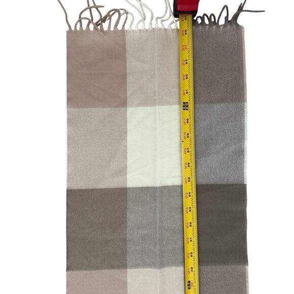 100% Cashmere Scarf Made in Scotland Neutral Soft Block Colors - Picture 8 of 8